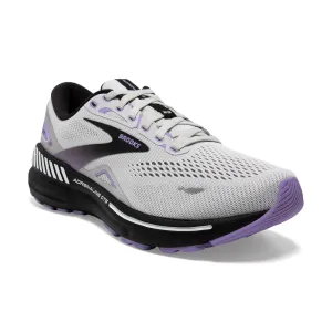 BROOKS WOMEN'S ADRENALINE GTS 23 - GREY/BLACK/PURPLE Reinforced Arch Plate Adjustable Fit System