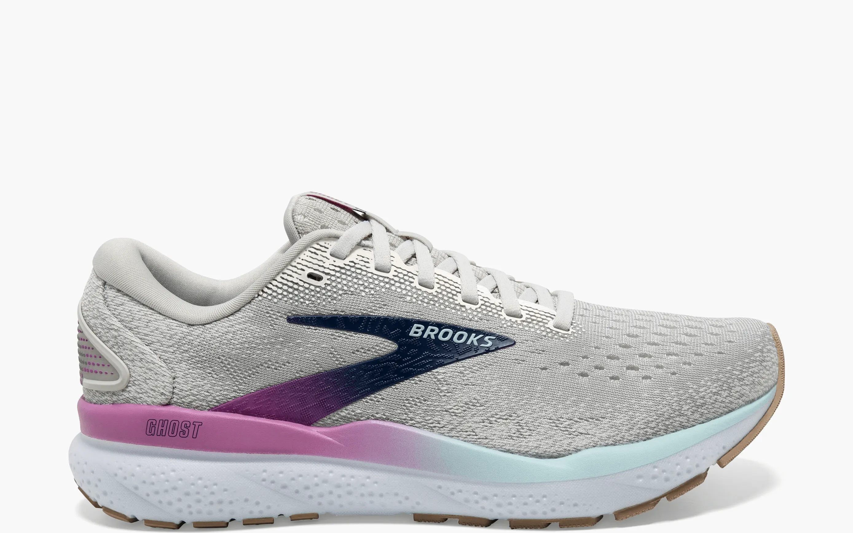 Ankle Hugging Fit Practical Design BROOKS WOMENS GHOST 16 - GREY / ESTATE BLUE