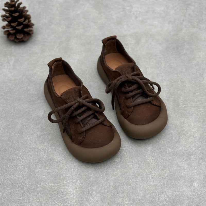 irreplaceable weekend adventurers Brown Retro Genuine Leather Lace-Up Suede Casual Shoes