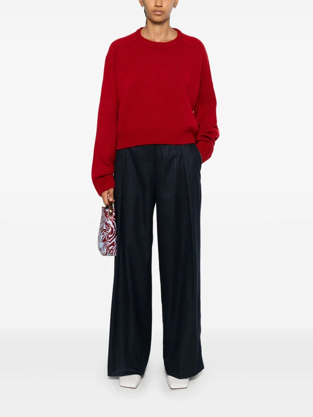 Bruzzi LDS Crop Sweater in Red Smart Skirt