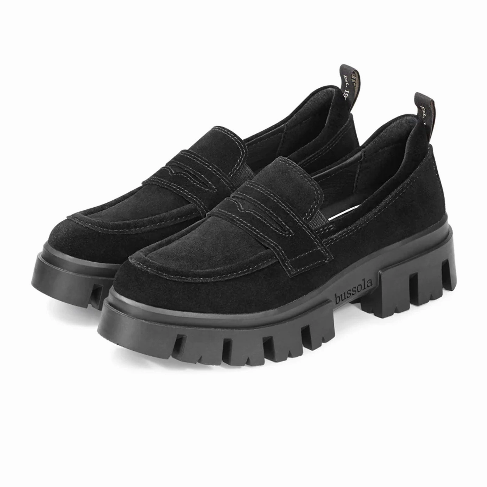 Dark Tones Bussola Caelyn Loafer (Women) - Nero Silk Suede