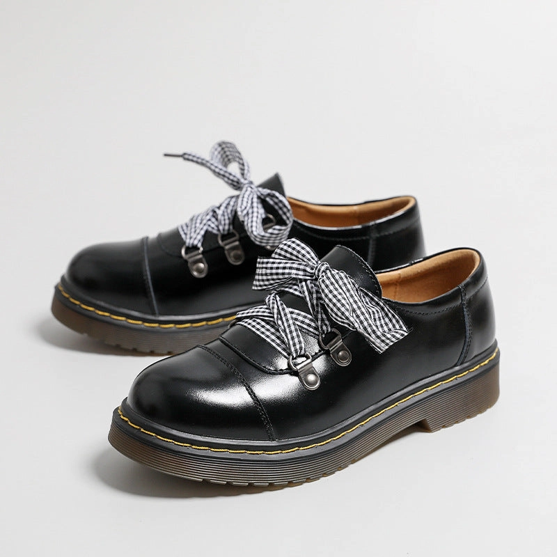 Women Classic Trendy Plaid Lace-Up Low Heel Loafers most dancing extra-large