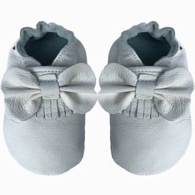 carozoo Bow Fringe White soft sole leather baby-infant shoes up to 4 Years Old Beach Wear