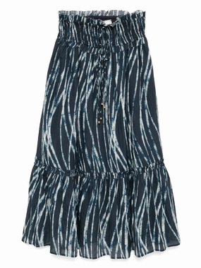 Reinforced Stitching Cece Midi Skirt in Avalon Evening Blue