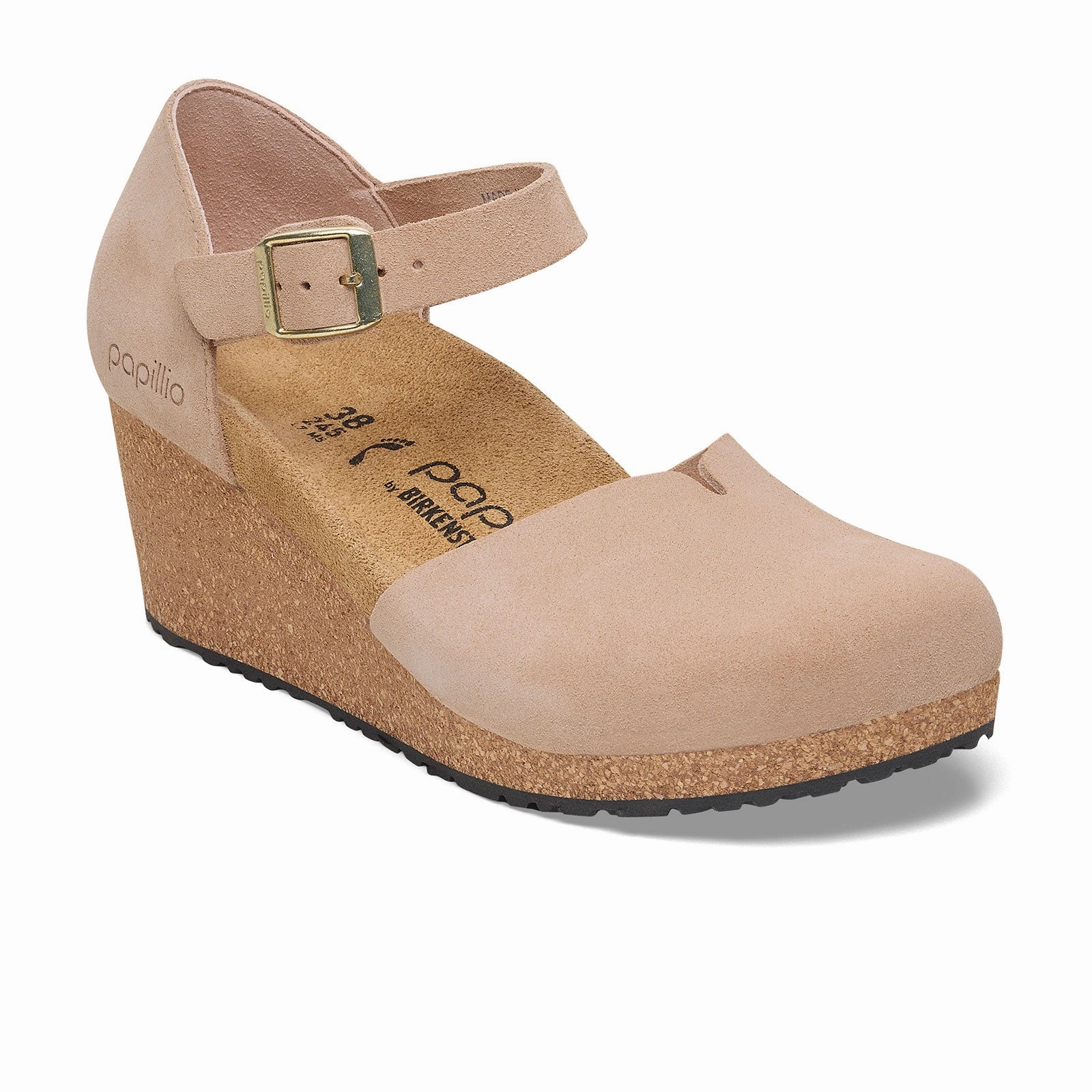 Birkenstock Mary Narrow Wedge Sandal (Women) - Warm Sand Suede Bold Cut Breezy Mood
