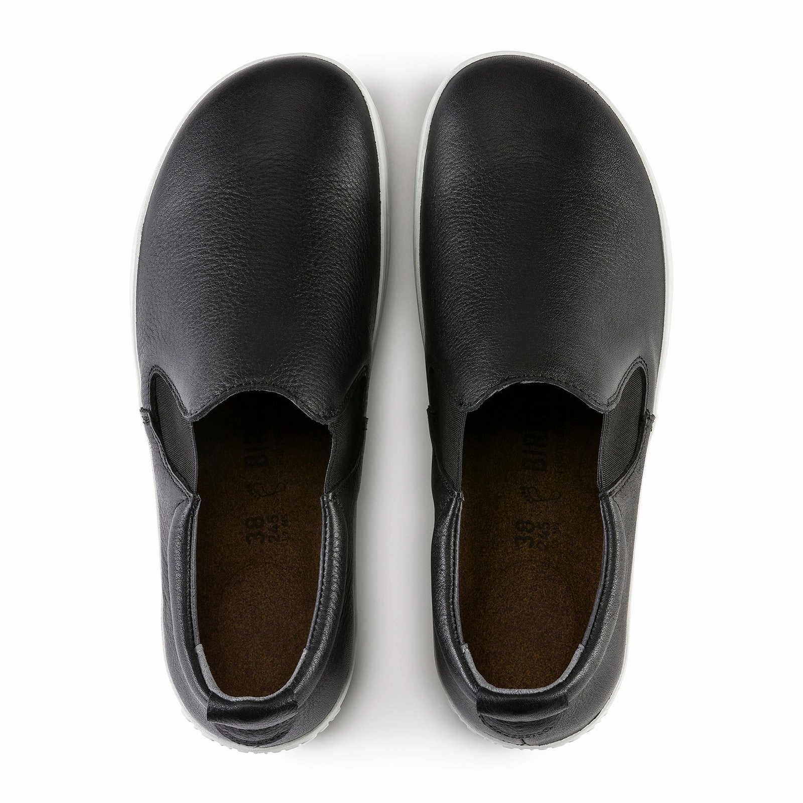 Grace Flow Lightweight Comfort Birkenstock QO400 Slip On Safety Shoe (Unisex) - Black Leather