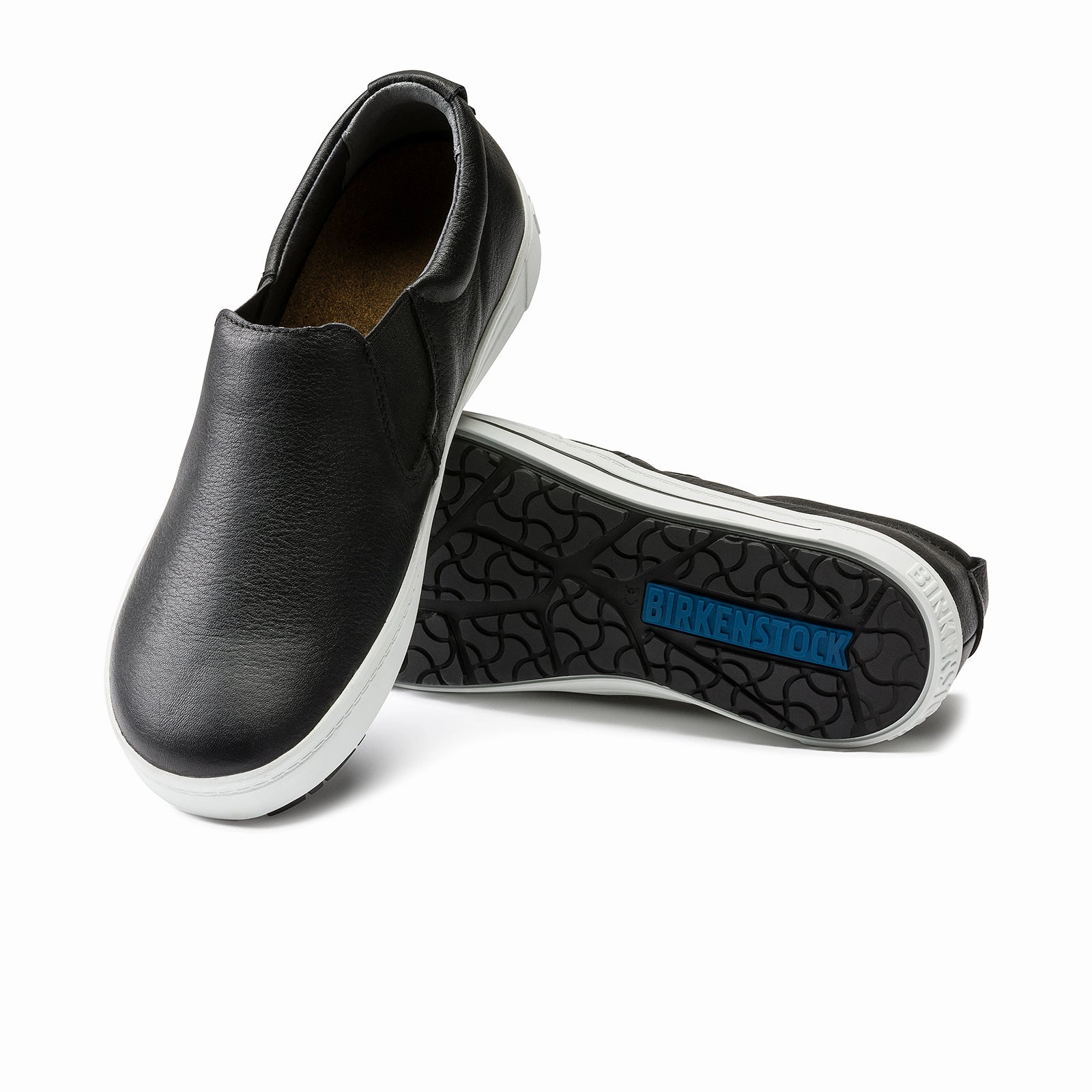 Mermaid-Hem Smart Waistband Fit Birkenstock QO400 Slip On Safety Shoe (Unisex) - Black Leather