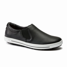 Birkenstock QO400 Slip On Safety Shoe (Unisex) - Black Leather Timeless Fit Look City Mood