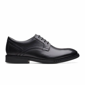 Clarks Un Hugh Lace Oxford (Men) - Black Leather Minimalist Elegance Chic Comfort