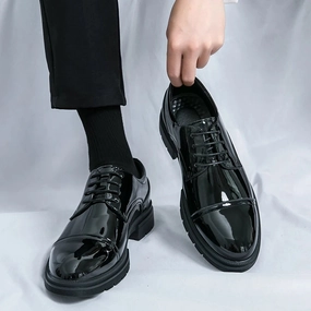 Classic Green Style Casual Derby Formal Shoes Career Office Leather Shoes Pointy Toe Handmade Business Wedding Dress Shoes Men Reflective Safety Accents