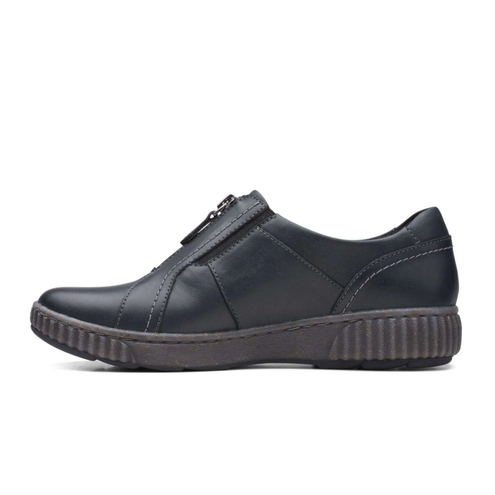 Muted Tones Daily Option Clarks Magnolia Zip Slip On (Women) - Black Leather