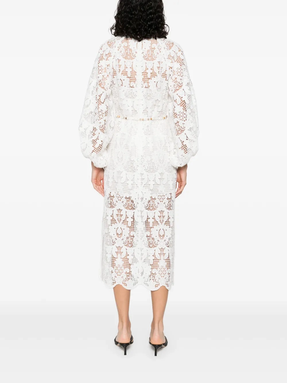 Soft Sweater HiddenZipperClosure Coco Lace Midi Dress in Ivory