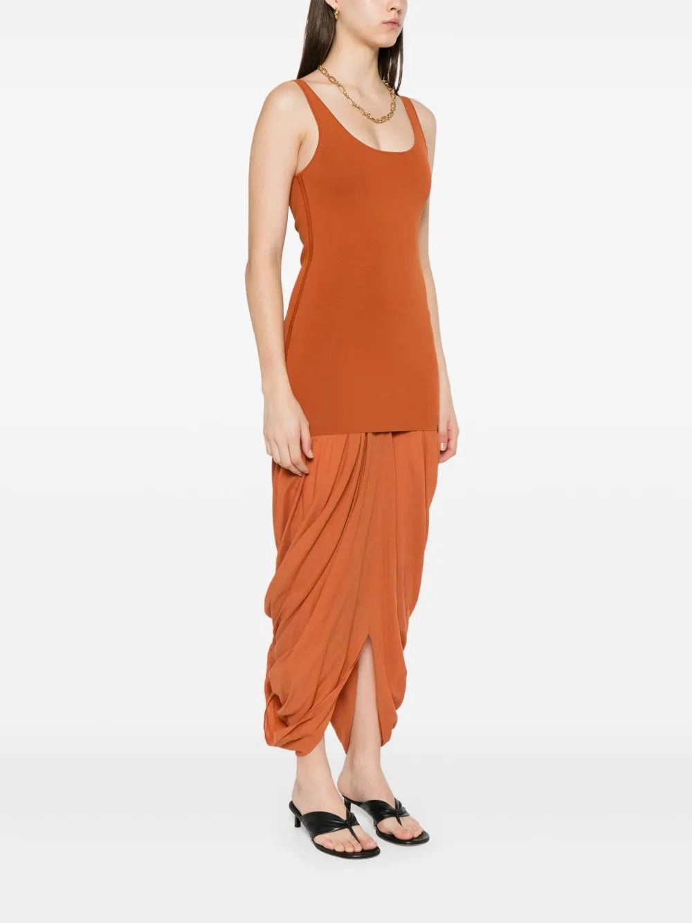 Cocoon Tank Dress in Terracotta WrinkleFree Fabric