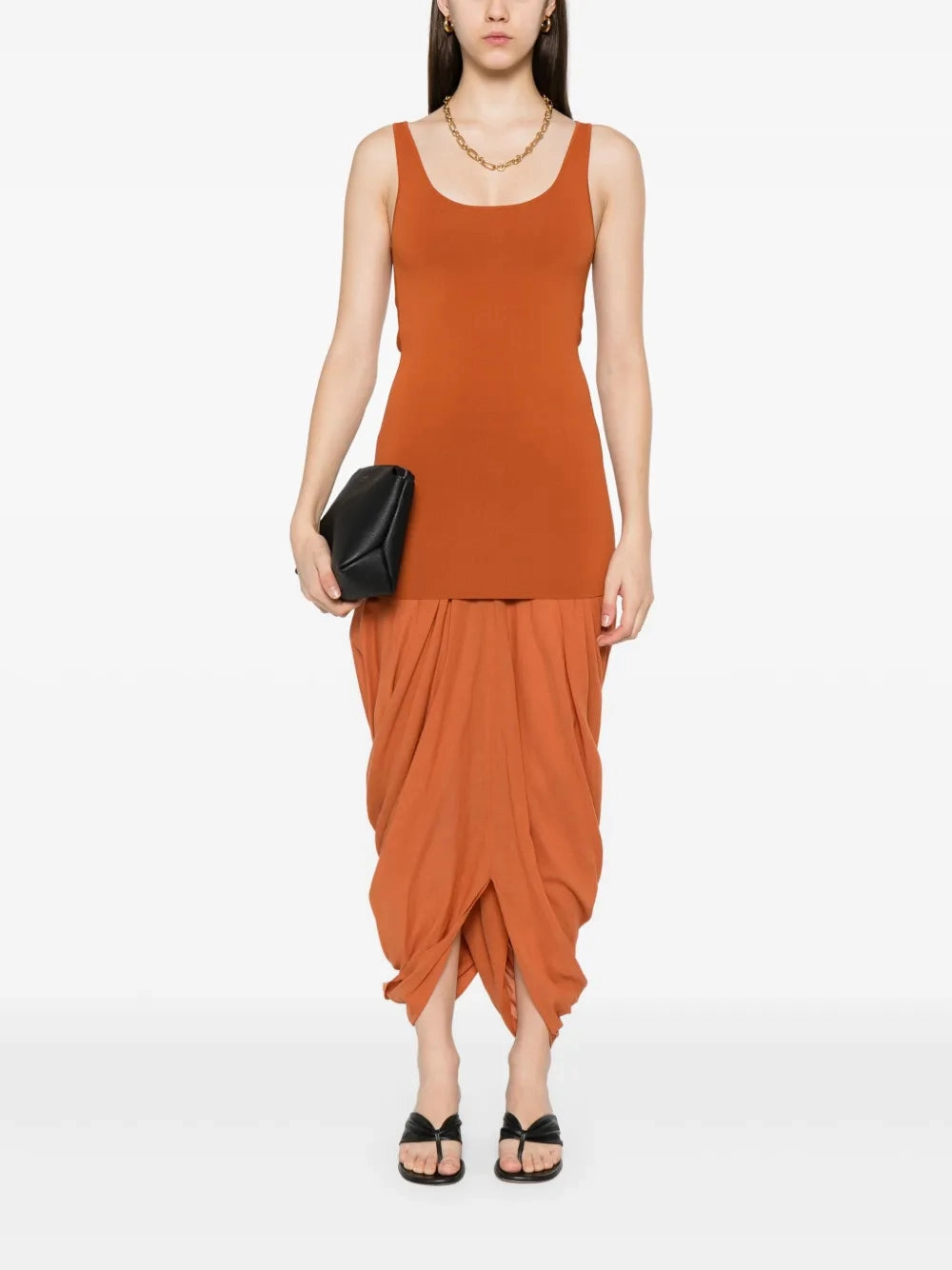 Activewear Airtight Zipper Cocoon Tank Dress in Terracotta