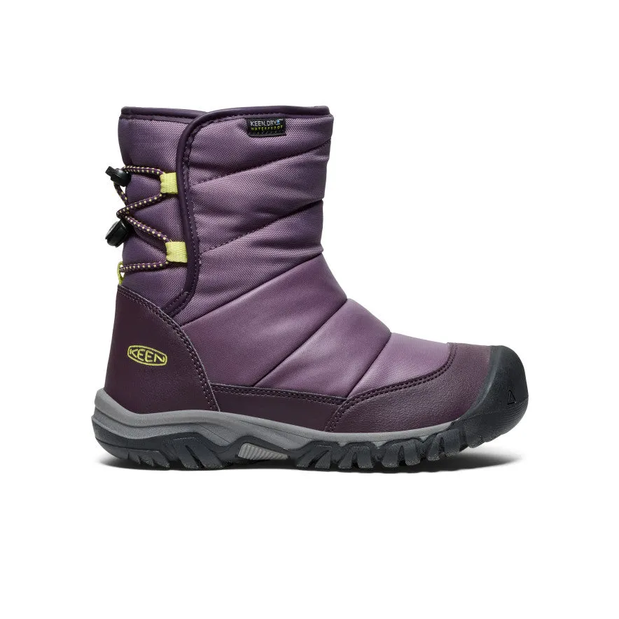Cozy Snow Winter Outdoor Gear Big Kids' Puffrider Waterproof Winter Boot  |  Black Plum/Daiquiri Green