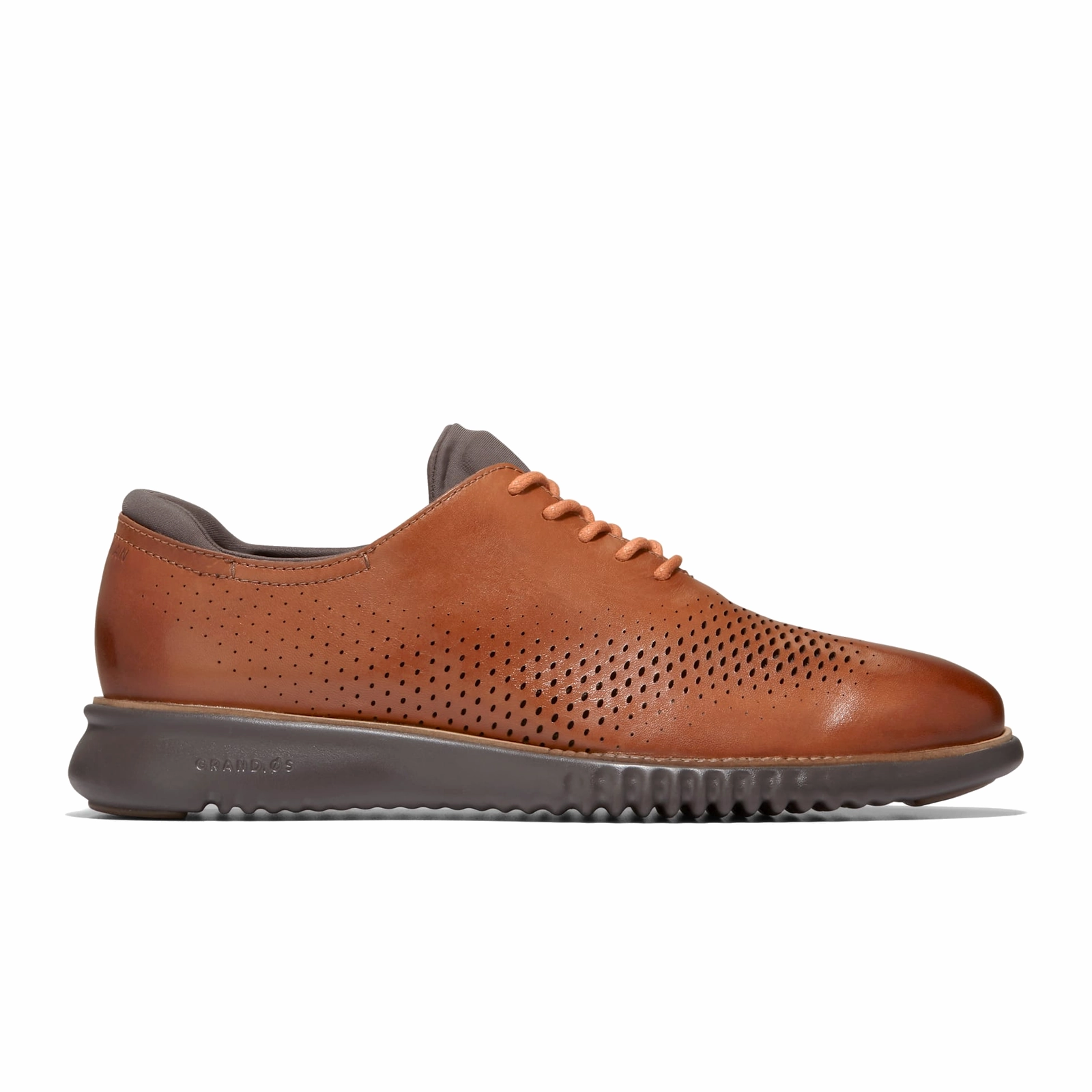 Cole Haan Zerogrand Laser Lined Wingtip Oxford (Men) - British Tan/Java Comfy Detail Chic and Elegant
