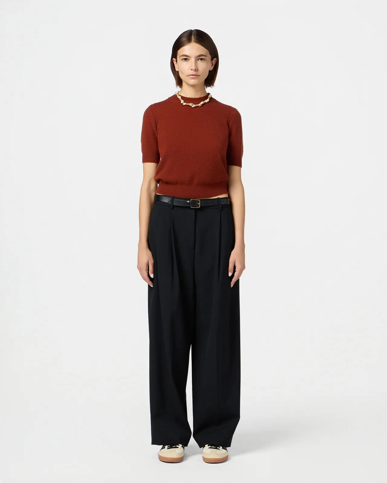 Elegant Coat Sweater Tee in Cinnamon