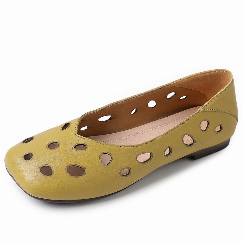 cool kids' designs Elastic Collar Fit Comfortable Hollow Soft Sole Slip-ons Leather Shoes