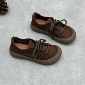 Comfortable Retro Lace-Up Round Toe Casual Shoes for Women sole - type