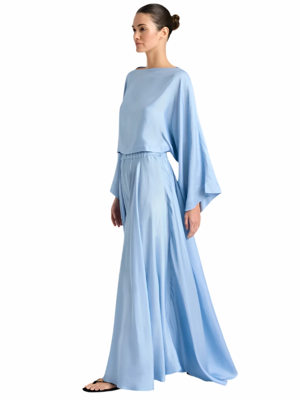 Adjustable Hem Como Maxi Skirt in Sky Blue