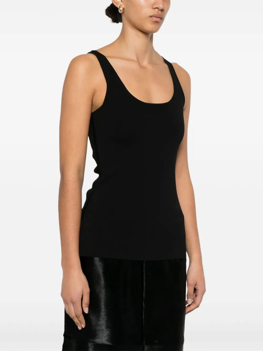 Compact Knit Tank in Black warm fleece StaticFree Material