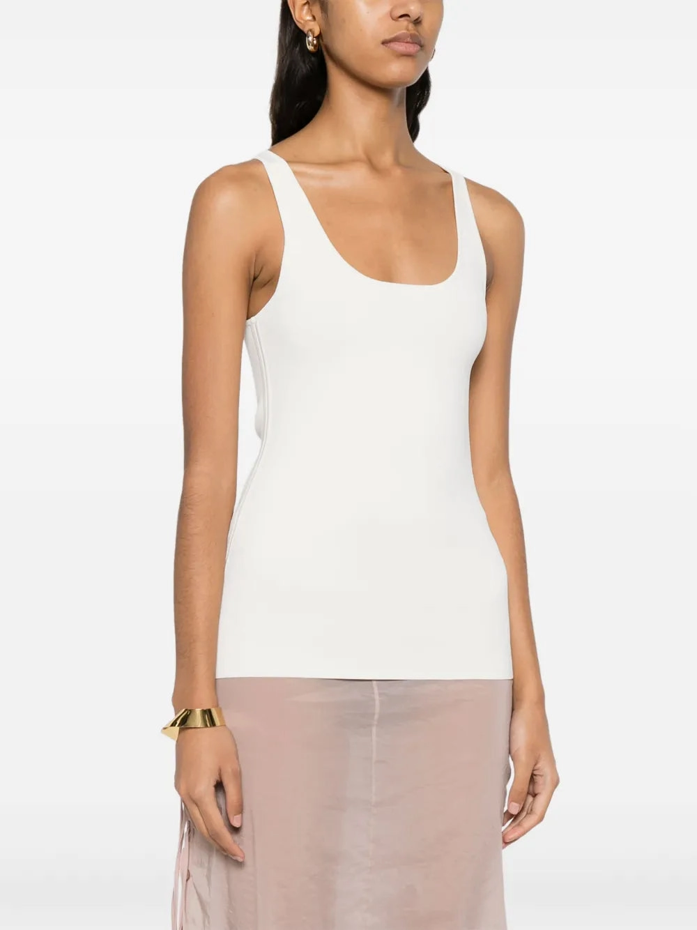 Compact Knit Tank in White Organic Ease Sky Mood