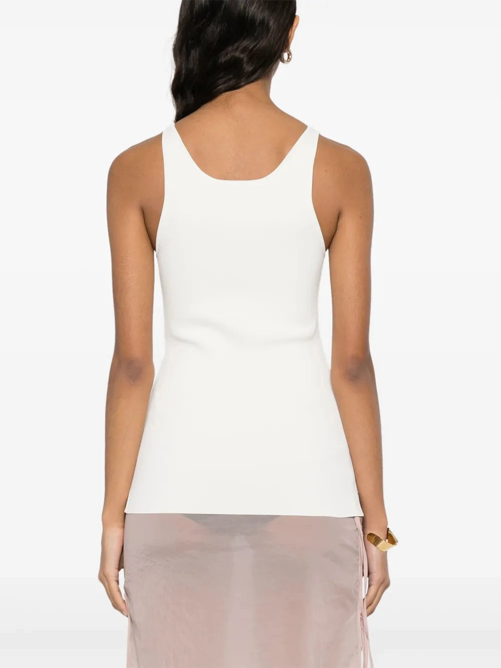 Relaxed Look Compact Knit Tank in White