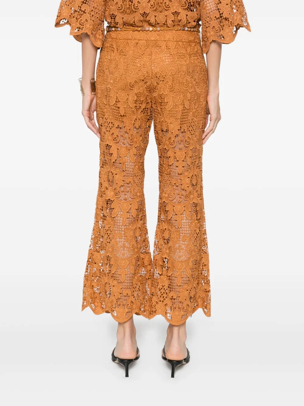 Smile Ease Coco Lace Flare Pant in Biscuit
