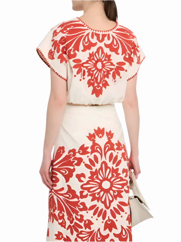 Antibacterial Treatment AbrasionResistant Lilana Applique Top in Red