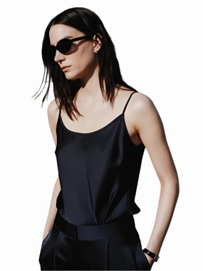 Elliot Charmeuse Cami in Navy Modern Boots Formal Shirt