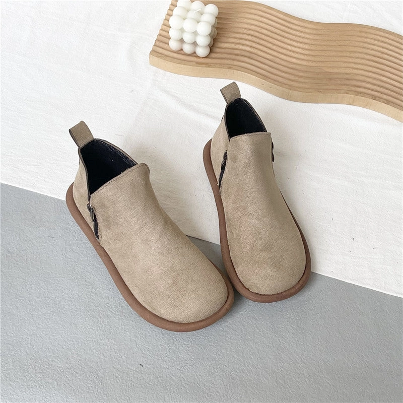 travelers' mules No-Slip Grip Babakud Women Autumn Retro Suede Zipper Short Boots