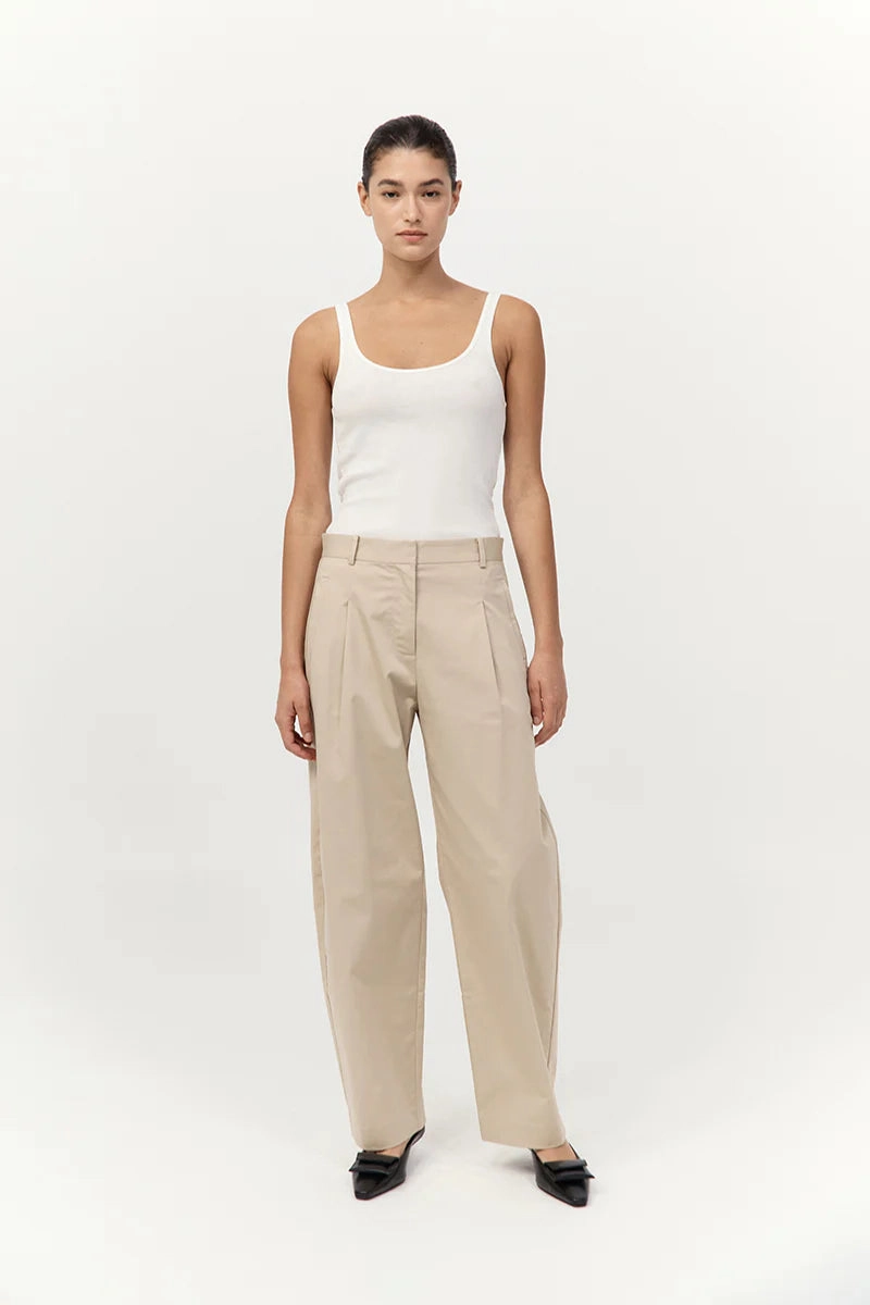 Cotton Barrel Leg Pants in Champagne AntiFadeTechnology