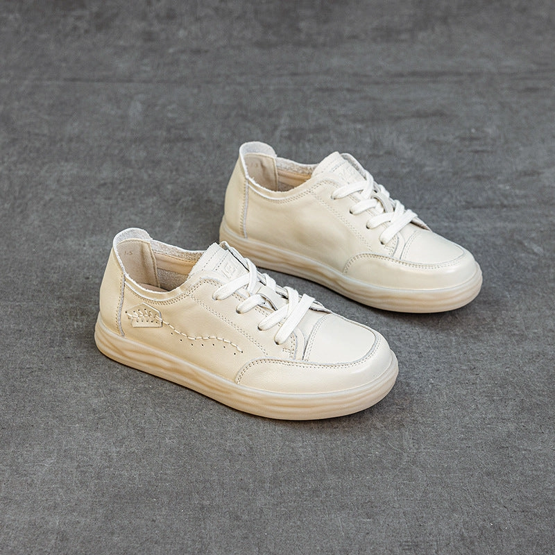 Genuine Leather Comfortable Embroidered Patchwork Flat Shoes Adjustable Fit System