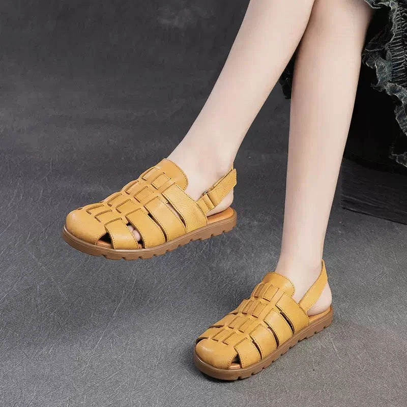 Iconic arch cross - trainers' versatility Babakud Women Summer Hollow Leather Roman Sandals