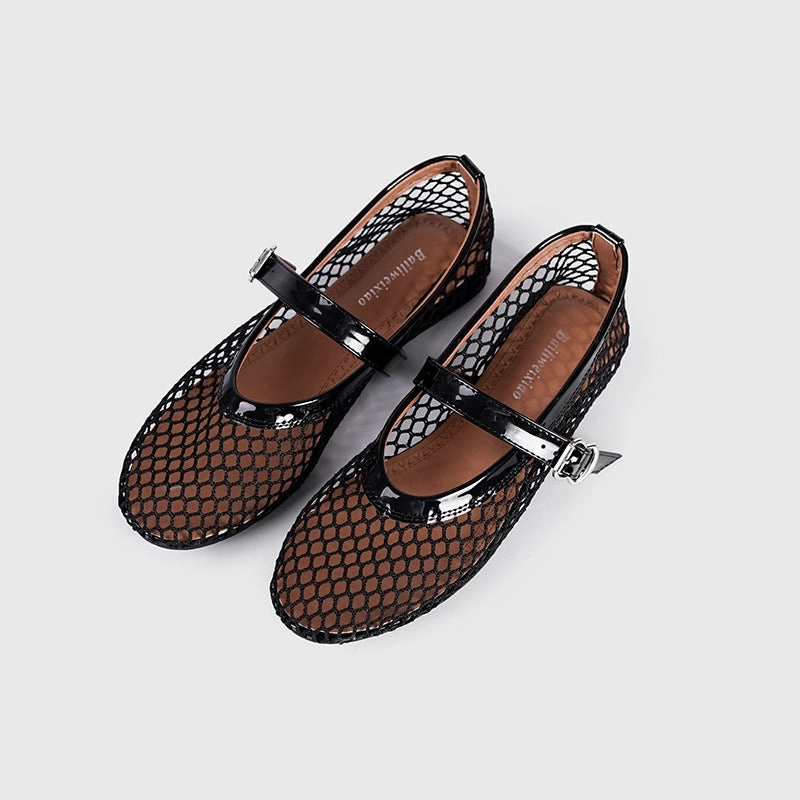 All-around durability dancer Womens Hollow Mesh Flat Ballet Shoes