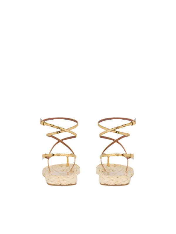 Hydra Flat Sandal in Gold Natural Non Slip Tread Pressure Dispersing Footbed