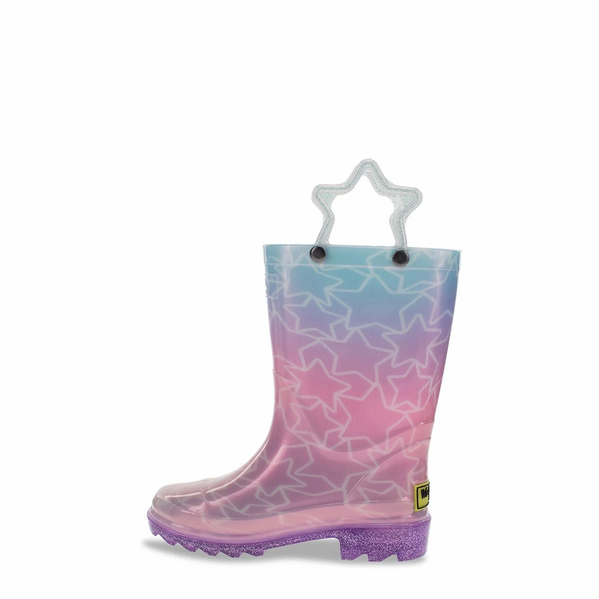 Girls' Glitter Stars Lighted Rain Boot 24128251 men's medium shortest