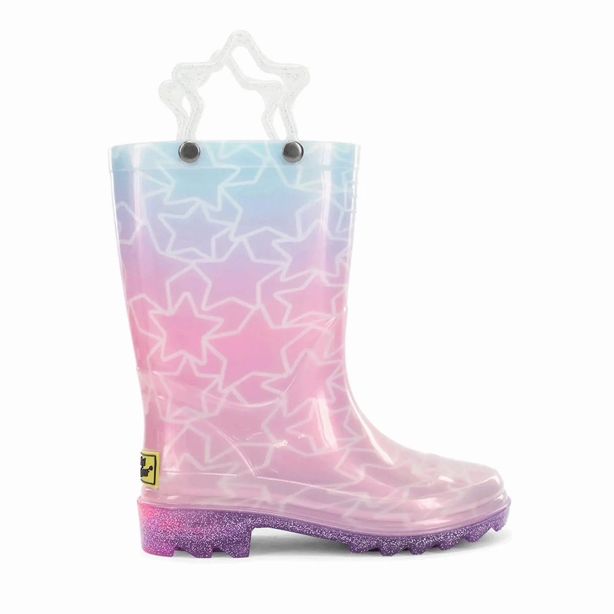 Shock-absorbent wear Girls' Glitter Stars Lighted Rain Boot 24128251
