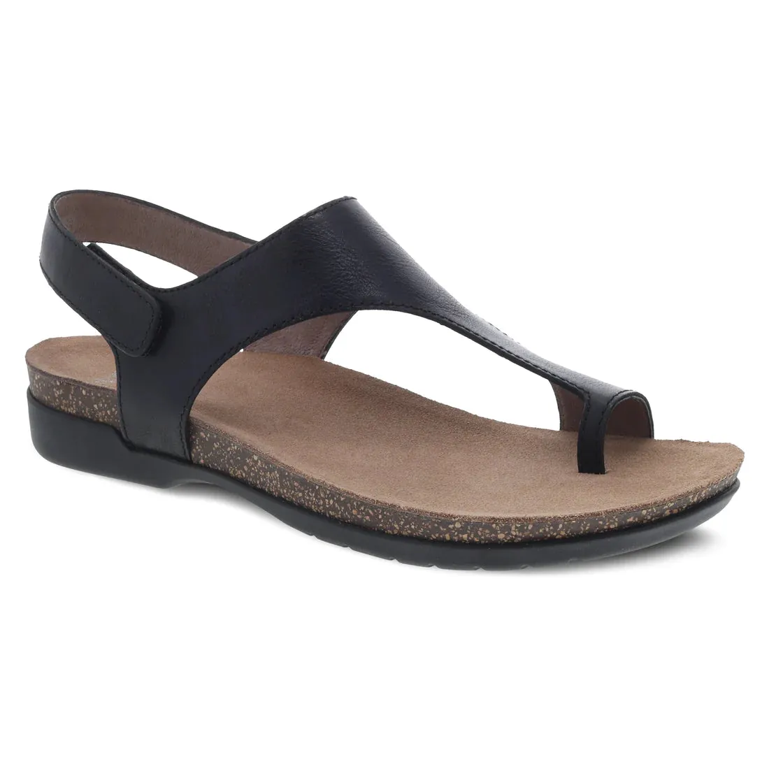 Stylish Silhouette Asymmetric Lace Configuration DANSKO REECE SANDAL - BLACK WAXY BURNISHED