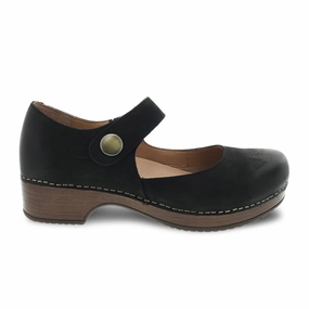 Dansko Beatrice Mary Jane (Women) - Black Burnished Nubuck Smart Waistband Fit