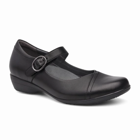 Fitted Mood Polished Fit Dansko Fawna Mary Jane (Women) - Black Milled Nappa