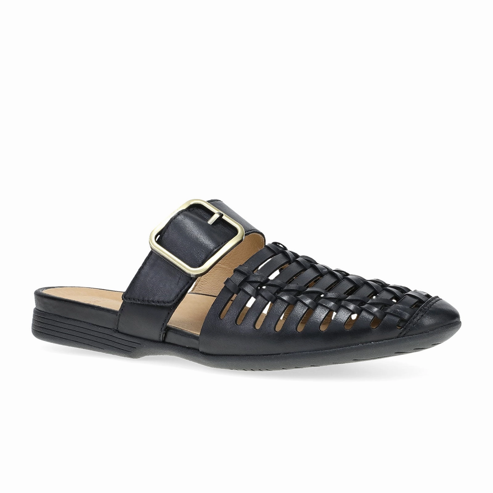 Dansko Leilani Flat (Women) - Black Burnished Nappa Art Soul