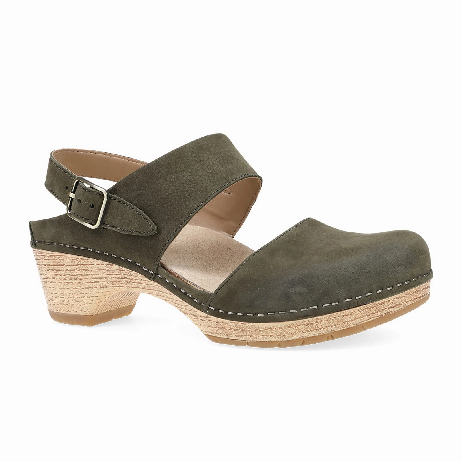Sophisticated Line Fluid Fabric Dansko Lucia Heeled Sandal (Women) - Ivy Milled Nubuck