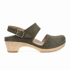 Dansko Lucia Heeled Sandal (Women) - Ivy Milled Nubuck Sleek Feel Petite friendly