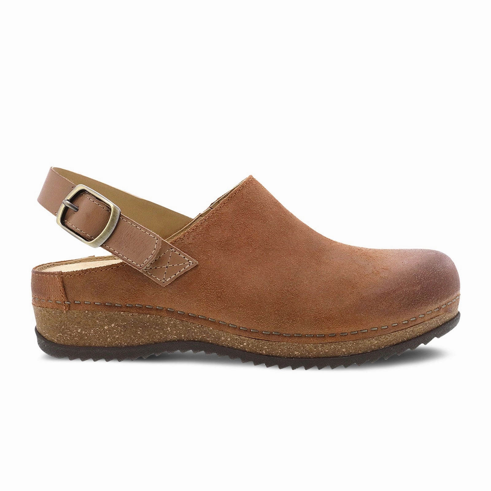 Dansko Merrin Clog (Women) - Tan Burnished Suede Minimal Comfort
