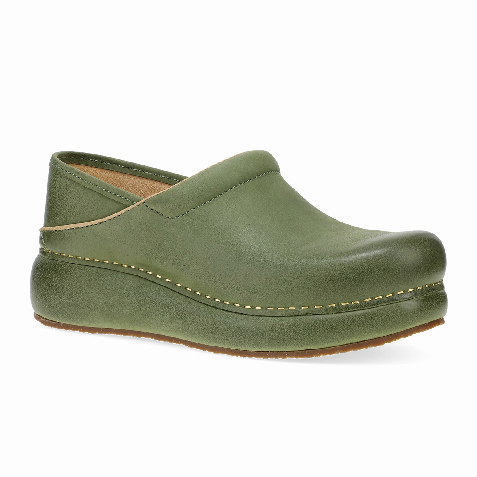 Dansko Platform Pro Clog (Women) - Green Burnished Nubuck Fashionable Design Stylish Vibe