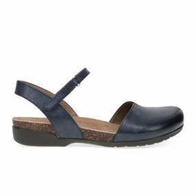 Dansko Rowan Backstrap Sandal (Women) - Navy Waxy Burnished Linen-Blend