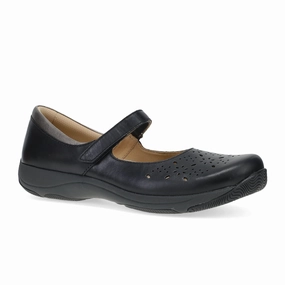 Dansko Stacy Mary Jane (Women) - Black Waxy Burnished Unique Cut Natural Silhouette