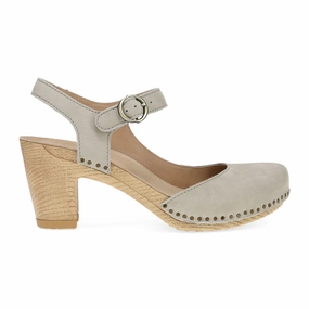 Comfy Flex Metallic Finish Dansko Taytum Heeled Sandal (Women) - Taupe Milled Nubuck