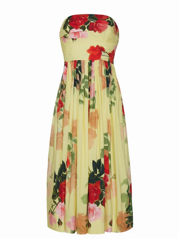 HighCollared Design PunctureResistant Fabric Daria Dress in Le Rose Yellow